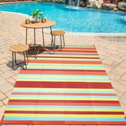 BERTHMEER 6'x9' Multi Color Outdoor Rugs Clearance,Easy Clean Waterproof Plastic Straw Patio Rugs for Deck,Camping,Beach,Picnic,Garden and Balcony